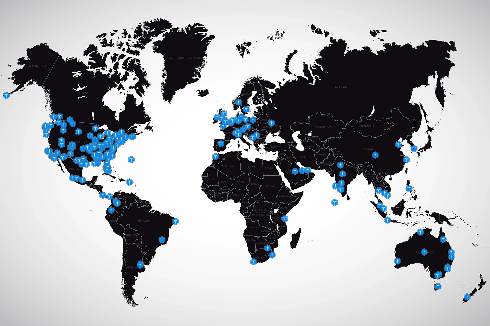 World map showing global use of portable metabolic testing and VO2 max testing across fitness, wellness, and performance settings.